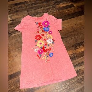 Umgee Pink Floral Embroidered Casual Dress
